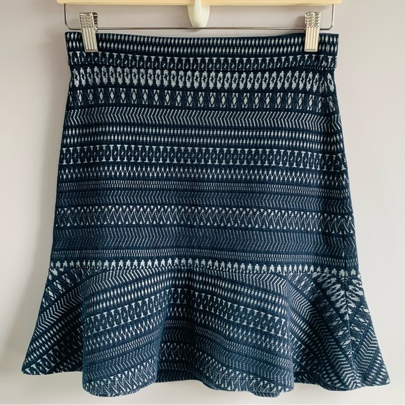 Banana Republic Dresses & Skirts - Banana Republic Skirt Blue Stripes Ruffle Flounce Cotton Stretch Office Zero XS